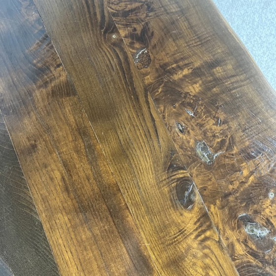 Image 1 of Mesa de centro rústica de madera maciza, estilo Wabi-Sabi, década de 1970.