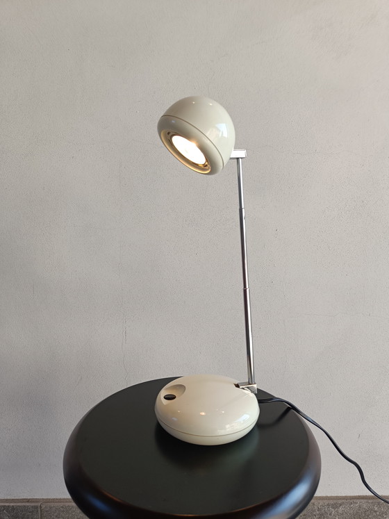 Image 1 of Vintage Space Age Table Lamp in White Plastic and Chrome, Italy 1970s/1980s