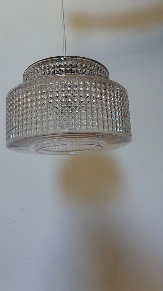 Vintage pendant lamp like Vitrika – 1960s – textured glass – Metal (photo 6 of 9)