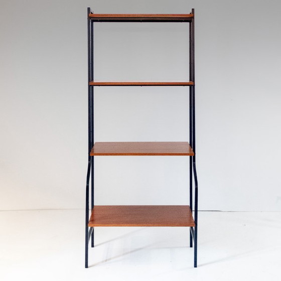 Image 1 of 1x Mid-Century Modern Teak Bookshelf with Iron Frame, Italy, 1960s