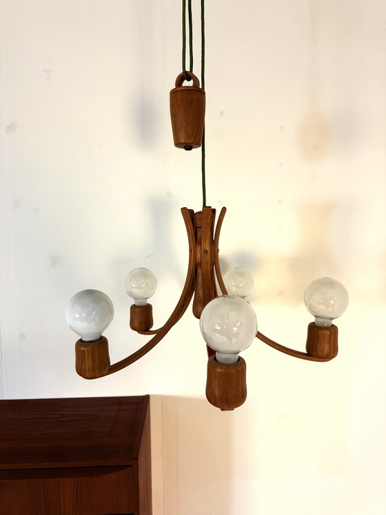 Image 1 of Contrepoids de lustre en teck vintage, Domus '80