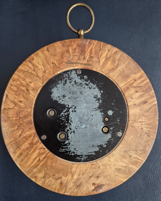 Barómetro de nogal veteado de principios del siglo XX. – Objetos decorativos, Glass, Wood (photo 6 of 6)