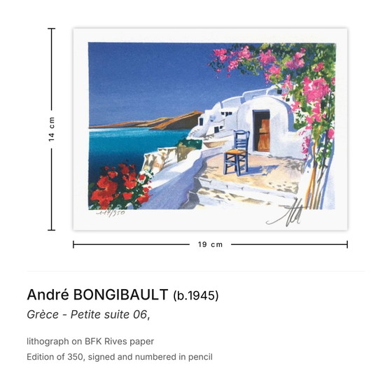 André Bongibault Signed Lithograph Grèce - Petite Suite 06 – Lithographs & prints, Paper (photo 3 of 5)