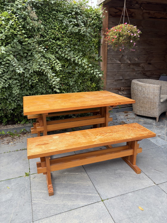 Set da pranzo vintage Wabi Sabi in pino stile Perriand anni Settanta – Wood (photo 7 of 8)