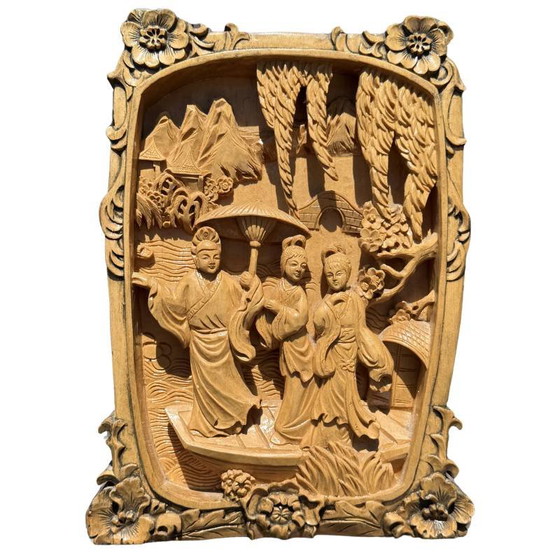 Wanddecoratie Chinees Houten Reliëfpaneel – Legende van de Witte Slang – Wood (photo 4 of 4)