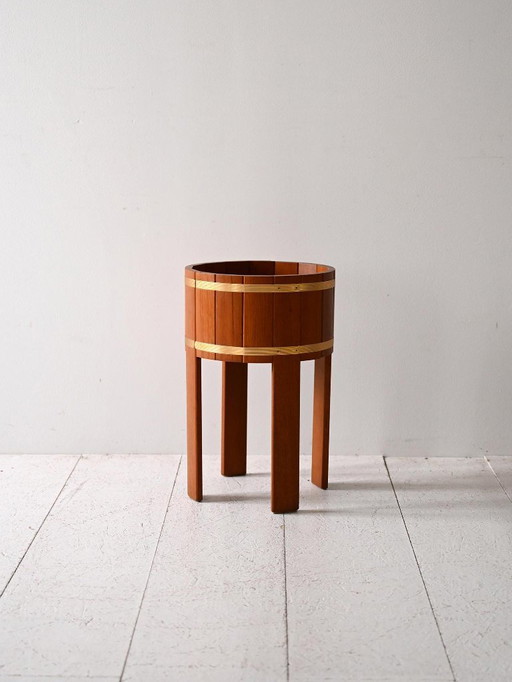 Jardinière scandinave en teck et laiton des années 1950/60