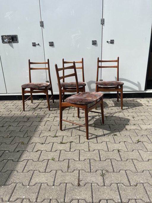 4x vintage deense eetkamerstoelen teak jaren 70