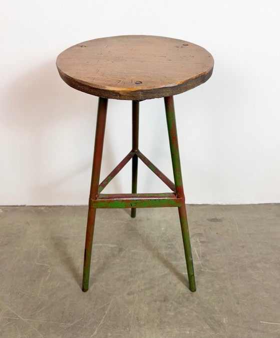 Image 1 of Grüner Werkstatthocker im Industriestil, 1960er Jahre