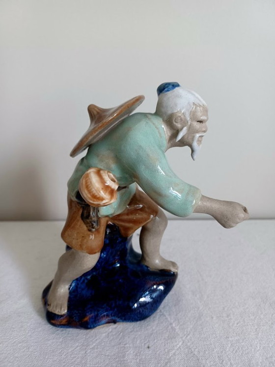 Image 1 of Vintage Shiwan Art Pottery - Trio Chinese Mudmen / Geglazuurde keramiek ('70-'80)
