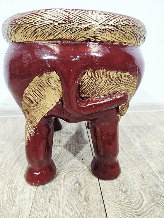 Taburete auxiliar de elefante antiguo, siglo XIX (photo 7 of 15)