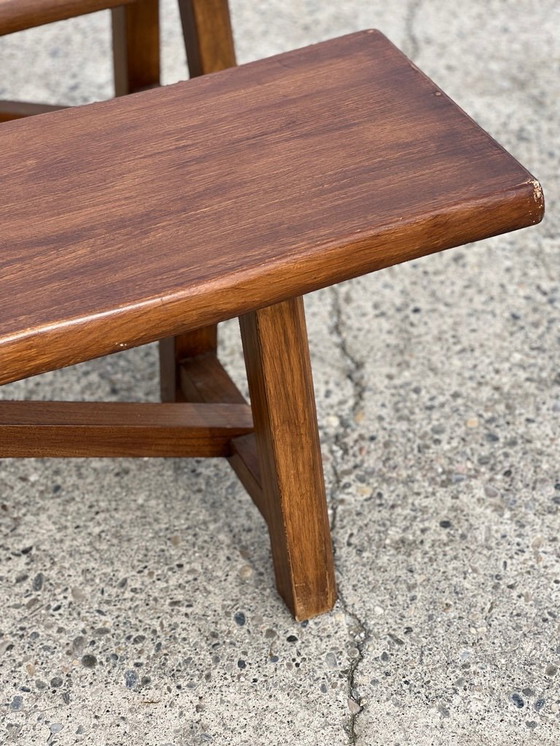 Image 1 of Pair of vintage solid wood benches from the 1960s