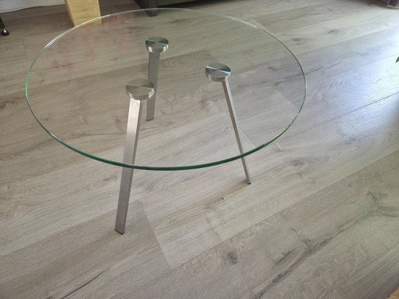 Two Glass Coffee Tables with Stainless Steel Legs – rvs (photo 4 of 5)