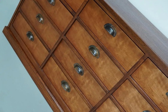 Image 1 of Vintage Nederlandse kersenhouten apothekerskast / archiefkast, jaren 1930