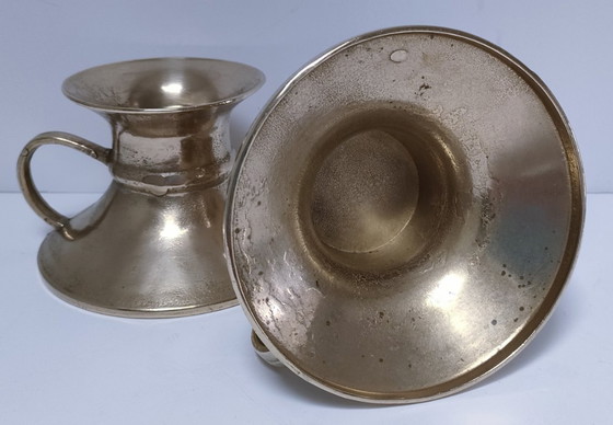 Image 1 of coppia di candelabri vintage in ottone massiccio