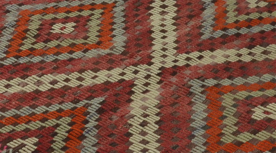 Grande Kilim Yoruk anatolico vintage, 250 × 175 cm – Tappeto in lana tessuto a mano con tecnica a tessitura (photo 4 of 5)