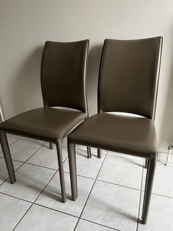 Image 1 of 6 Ligne Roset leather dining chairs