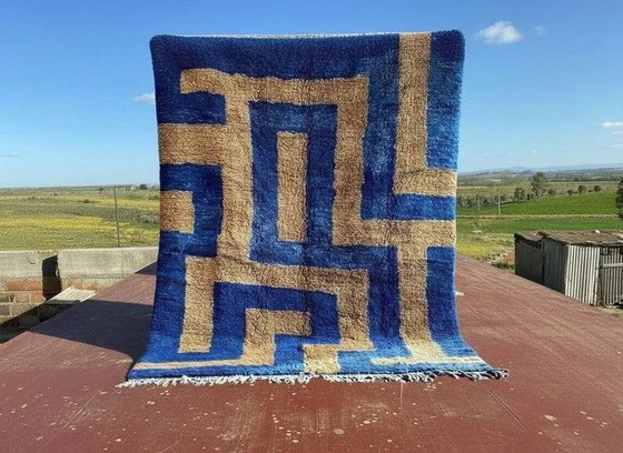 Moroccan blue and beige Berber rug 300x200 cm – handmade – Rugs & carpets, Wool, Cotton, Modern (photo 10 of 10)