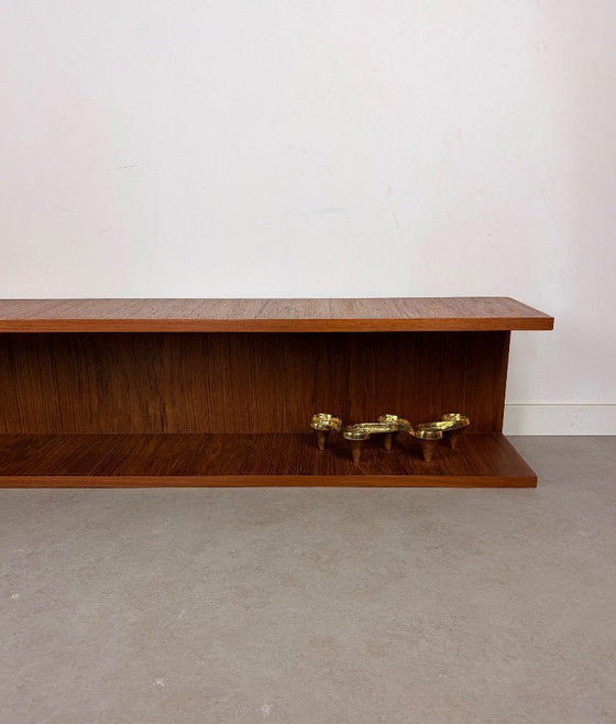Image 1 of Teak wandplank, Wilhelm Renz stijl, zwevende plank, u plank