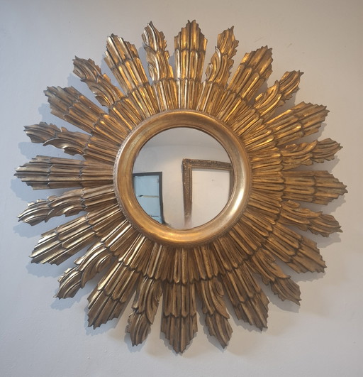 70cm wooden sun mirror from 1965. 20cm convex glass.