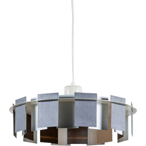 Lampada a sospensione vintage danese in metallo grigio e bianco, 1960