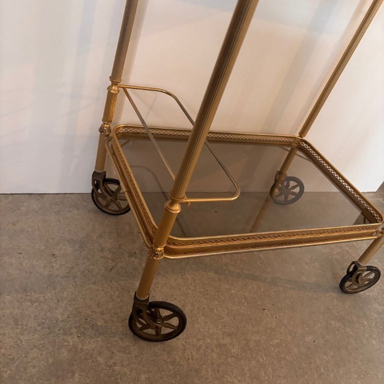 Image 1 of Carrello di servizio in ottone dorato