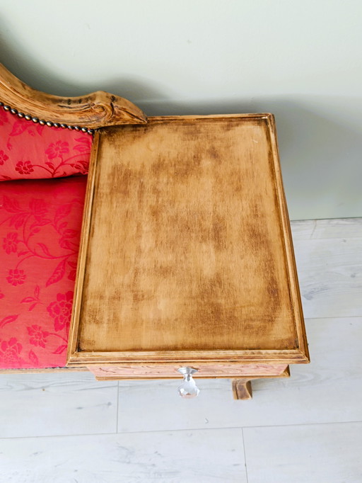 Vintage Louis XV stijl telefoonstoel met lade
