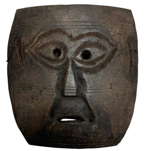 25 cm Máscara Pere de Madera Antigua Congo | Arte de Pared Exclusivo | 600g