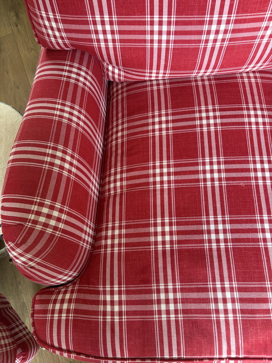 2 englische Sessel mit Rollen, rot kariert – Textile, Wood (photo 6 of 10)