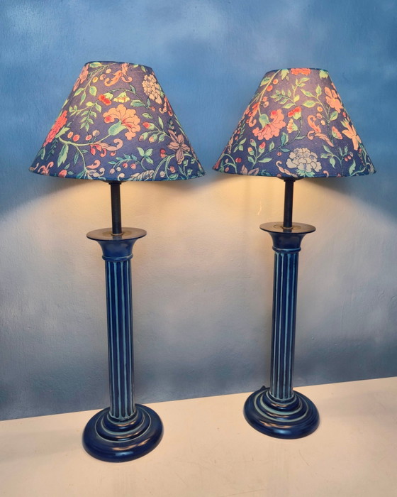 Image 1 of Set neoklassizistischer blauer Tischlampen