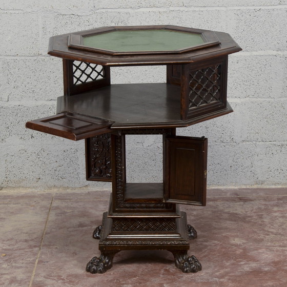 Late 19th Century Maggini Revolving Occasional Table with Removable Glass Top, Coffee tables, Wood, Brown (photo 7 of 20)