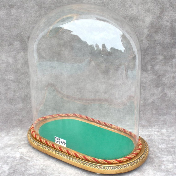 Image 1 of Vintage retro oval glass dome 13.78 x 12.20 x 6.50" cloche globe 35 x 31 cm x 16,5 cm deep steampunk display gift colletible dus