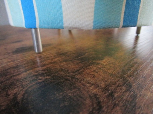 Vintage stof design lampje 22 cm blauw/wit