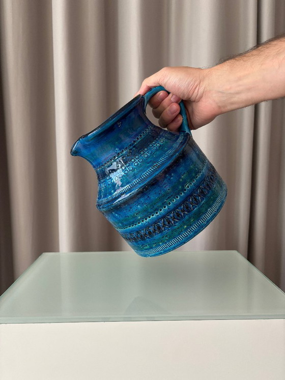 Pichet en Céramique Vintage Bitossi Rimini Blue, Design Italien Mid-Century, Vases, Bleu (photo 2 sur 11)