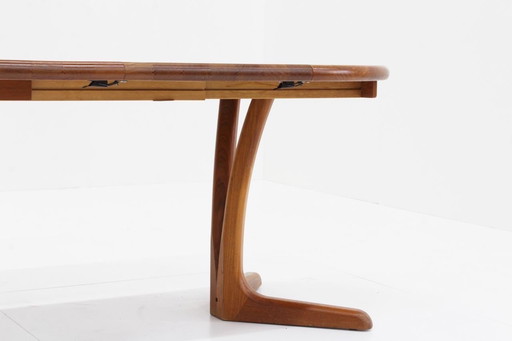 Vintage Deense Ronde Uitschuifbare Eettafel Massief Teak