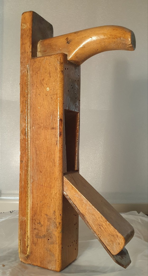 Image 1 of Vintage Industrial Wooden Plane Bookends | Signed XGH | 1950s