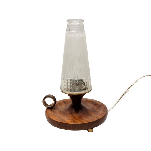 Lampe de nuit vintage en bois sur pied