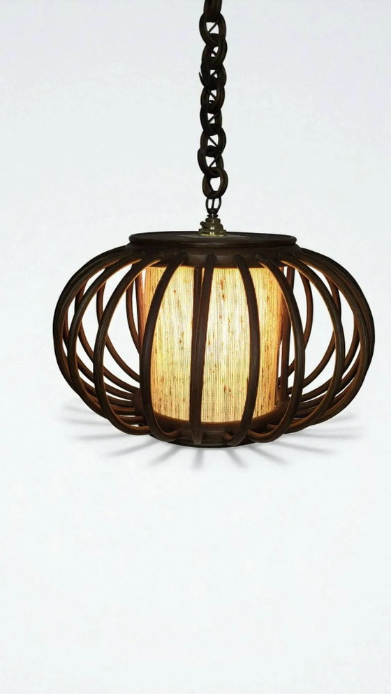 Rattan-Pendelleuchte, 1970 – Pendelleuchten, Wicker (photo 4 of 6)