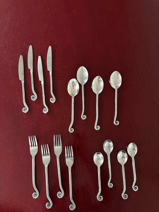 Vintage French swirl twist cutlery dinner set for 8 people