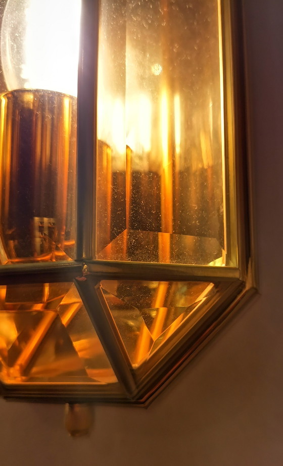 Image 1 of Hollywood Regency Mid-century wall lamps by W. Müller Munich, 1970s brass and gold