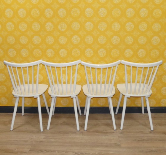 Image 1 of Set of 4 vintage chair classic kitchen chair rung chair kitchen wood white shabby chic retro wooden chair stable