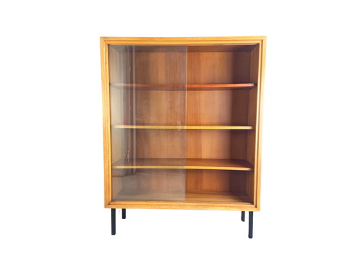 Midcentury vitrinekast WK Möbel walnoot jaren 1960 vintage ladekast