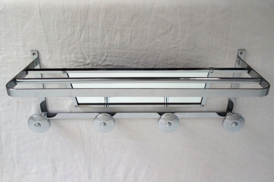 Garderobenständer, Hutablage, Art-Deco-Spiegel – Kleiderständer, Chrome (photo 5 of 9)