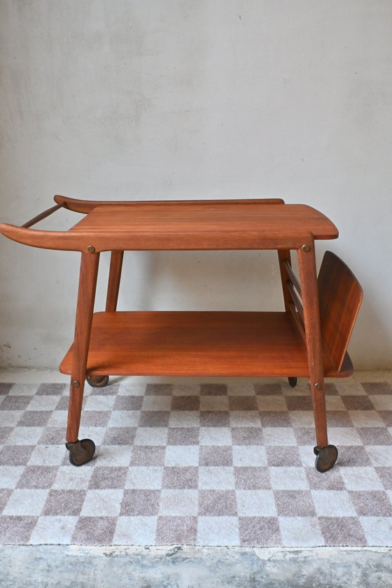 Image 1 of Vintage Teak Barcart Met Tijdschriftvak