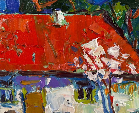 Image 1 of Original Oil Painting Summer Village Landscape Near the house - a life of its own