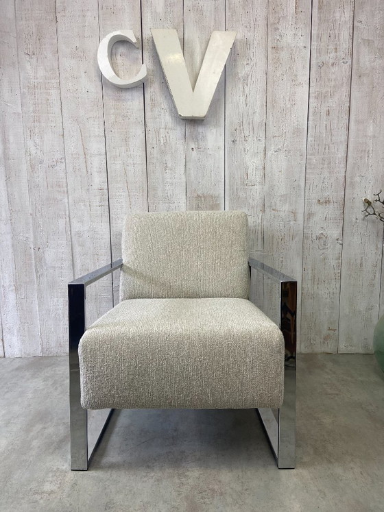 Image 1 of Designfauteuil van verchroomd roestvrij staal