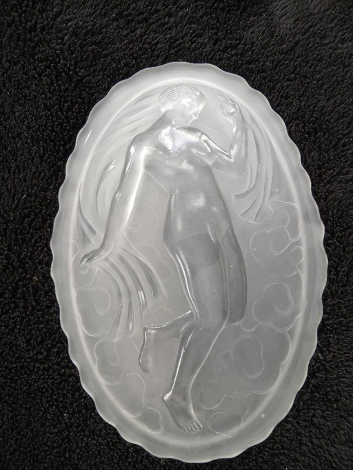 RARE antique Muller Frères Lunéville Art Deco wall plaque / Dancing Woman