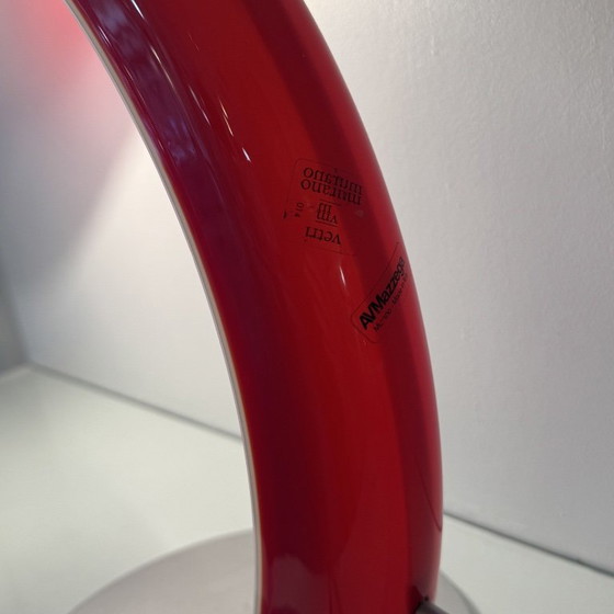 Red AV Mazzega Table Lamp, 1980s, Red Murano Glass, Vintage Design (photo 4 of 7)