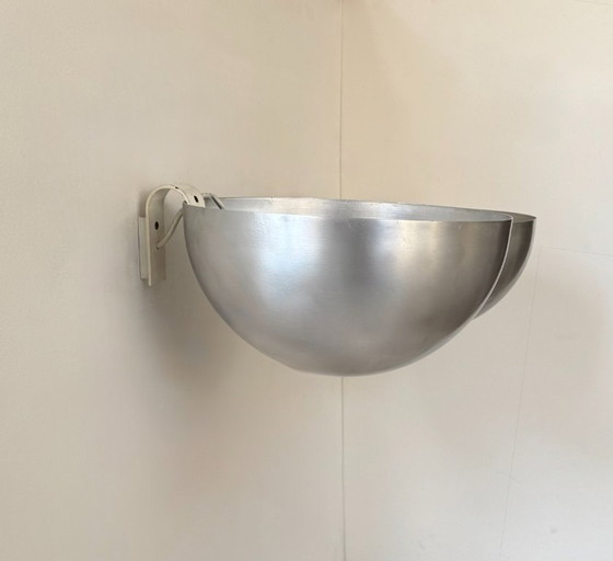 Image 1 of Paire d'appliques XL vintage, métal brossé, Italie, 1970