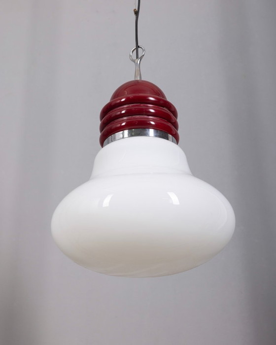 Image 1 of Vintage glazen en metalen Arianna hanglamp van Piero Brombin voor Artemide