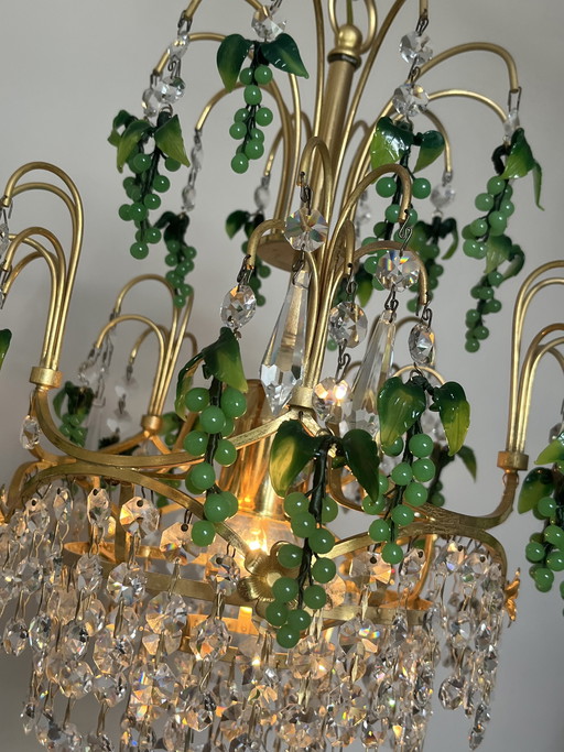 Vintage groene druiven kroonluchter hanglamp uit Murano